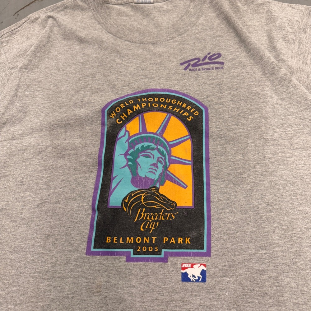 Gildan 2005 Breeders Cup Belmont Park Horse Racing T-Shirt Gray XL‎ Rio Sports - Picture 3 of 10